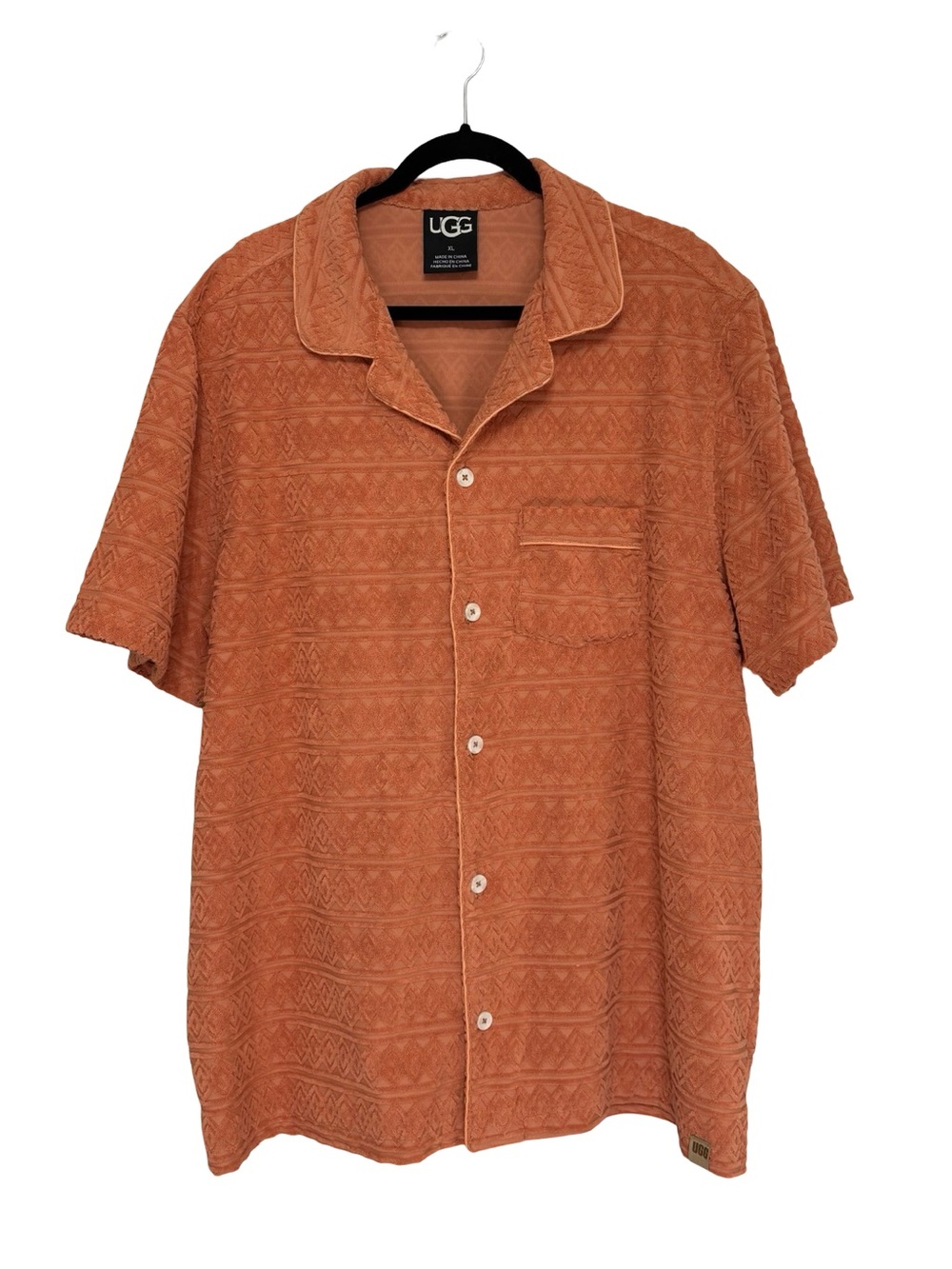 UGG Men’s Tasman Terry Braid Camp Shirt in Orange - Size XL